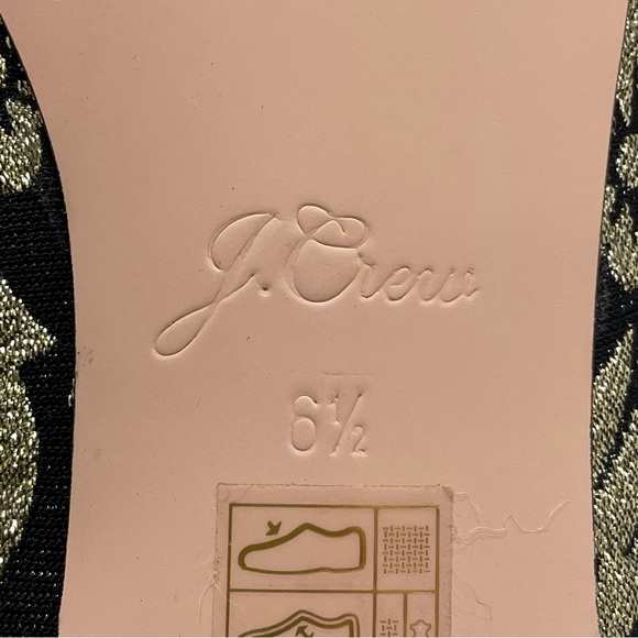 NEW J CREW gold floral print and black pointy toe flats Ballet Shoes Size 6.5. - Picture 8 of 8